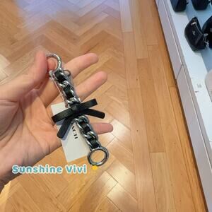 NWT Coach Bow Strap Extender Leather CCI20 Silver /Black (no bag)